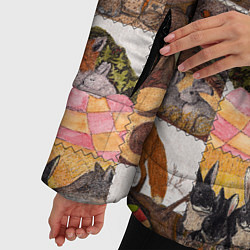 Куртка зимняя женская Коллаж из рисунков с лисой, цвет: 3D-черный — фото 2