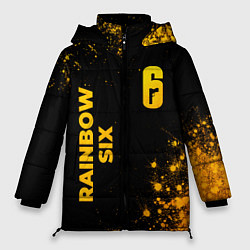 Куртка зимняя женская Rainbow Six - gold gradient: надпись, символ, цвет: 3D-черный