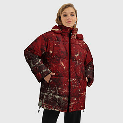 Куртка зимняя женская Текстура - Red on black, цвет: 3D-черный — фото 2