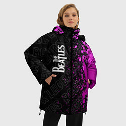 Куртка зимняя женская The Beatles rock legends: по-вертикали, цвет: 3D-черный — фото 2