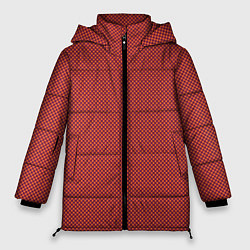 Куртка зимняя женская Текстура мелкие квадраты красный, цвет: 3D-светло-серый