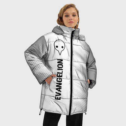 Женская зимняя куртка Evangelion glitch на светлом фоне: по-вертикали / 3D-Черный – фото 3