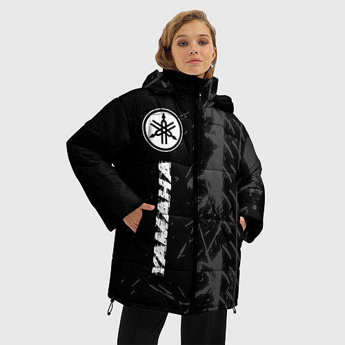 Женская зимняя куртка Yamaha speed на темном фоне со следами шин: по-вер / 3D-Черный – фото 3