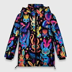 Куртка зимняя женская Космические монстрики, цвет: 3D-светло-серый