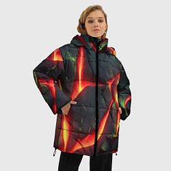 Куртка зимняя женская Красные плиты с лавой, цвет: 3D-светло-серый — фото 2