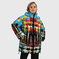 Куртка зимняя женская Зеркальная абстракция - нейросеть, цвет: 3D-красный — фото 2