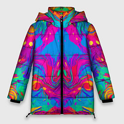 Куртка зимняя женская Красочная зеркальная абстракция - мода - нейросеть, цвет: 3D-красный