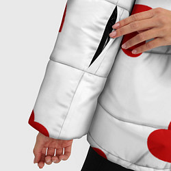 Куртка зимняя женская Красные сердечки на белом, цвет: 3D-черный — фото 2