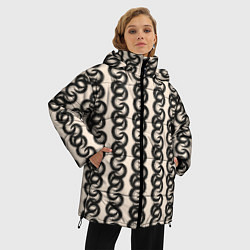 Куртка зимняя женская Абтракция Геометрический узор в этническом стиле, цвет: 3D-черный — фото 2