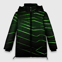 Куртка зимняя женская Green abstract dark background, цвет: 3D-черный
