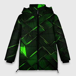 Куртка зимняя женская Зеленые элементы абстракция, цвет: 3D-красный