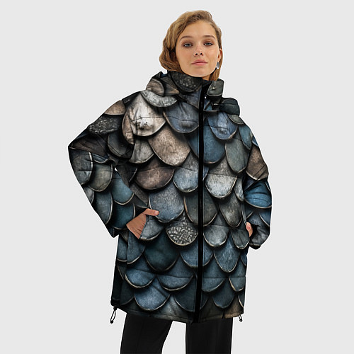 Женская зимняя куртка Чешуя тёмного дракона / 3D-Черный – фото 3