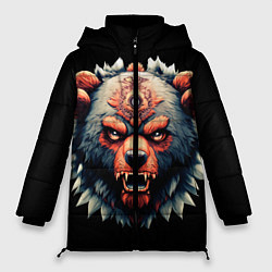 Куртка зимняя женская С разъяренным медведем, цвет: 3D-черный