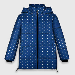 Куртка зимняя женская Синий в белый горошек, цвет: 3D-черный