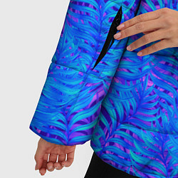 Куртка зимняя женская Синие неоновые листья, цвет: 3D-черный — фото 2