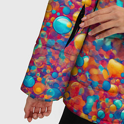 Куртка зимняя женская Разноцветные пузырики узор, цвет: 3D-черный — фото 2