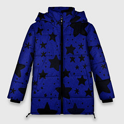 Куртка зимняя женская Большие звезды синий, цвет: 3D-черный