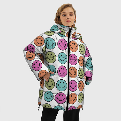 Женская зимняя куртка Smiley face / 3D-Черный – фото 3