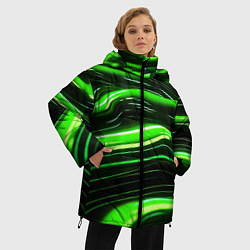 Куртка зимняя женская Зеленые объемные элементы, цвет: 3D-светло-серый — фото 2