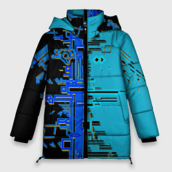 Куртка зимняя женская Кибер-глитч синий, цвет: 3D-светло-серый