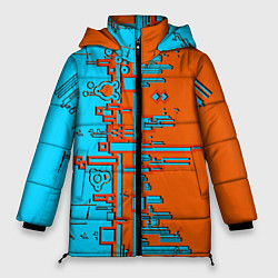 Куртка зимняя женская Кибер-глитч морозный апельсин, цвет: 3D-светло-серый