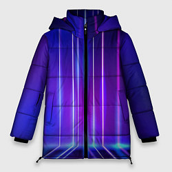 Куртка зимняя женская Neon glow - vaporwave - strips, цвет: 3D-черный