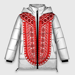 Куртка зимняя женская Красная славянская вышиванка, цвет: 3D-светло-серый