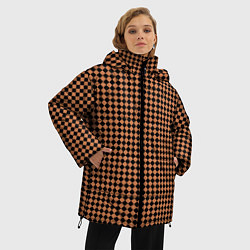 Куртка зимняя женская Шахматка чёрно-коричневая, цвет: 3D-черный — фото 2