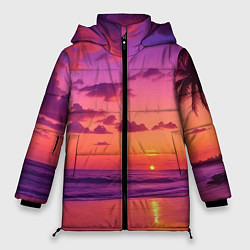 Куртка зимняя женская Пляж vice city, цвет: 3D-черный