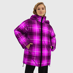 Куртка зимняя женская Шотландка розовая, цвет: 3D-черный — фото 2