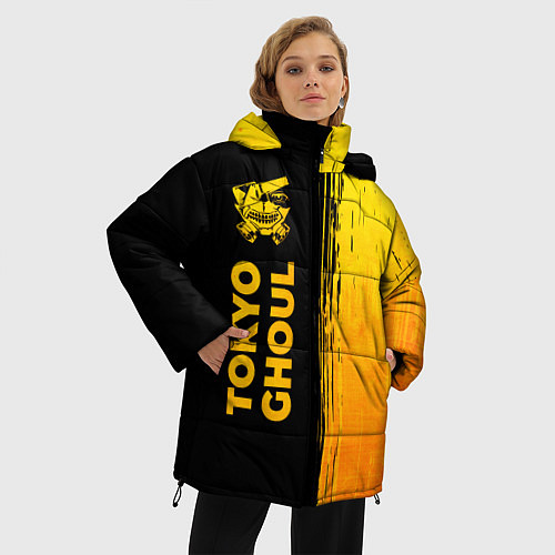 Женская зимняя куртка Tokyo Ghoul - gold gradient: по-вертикали / 3D-Черный – фото 3