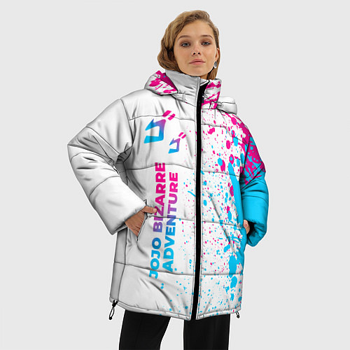 Женская зимняя куртка JoJo Bizarre Adventure neon gradient style: по-вер / 3D-Черный – фото 3