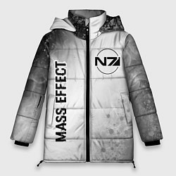 Куртка зимняя женская Mass Effect glitch на светлом фоне: надпись, симво, цвет: 3D-черный