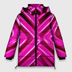 Куртка зимняя женская Розовые абстрактные трубочки, цвет: 3D-светло-серый