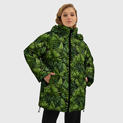 Куртка зимняя женская Листья папоротника паттерн, цвет: 3D-светло-серый — фото 2