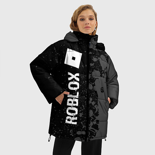 Женская зимняя куртка Roblox glitch на темном фоне: по-вертикали / 3D-Черный – фото 3