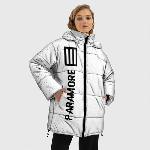 Женская зимняя куртка Paramore glitch на светлом фоне: по-вертикали / 3D-Черный – фото 3