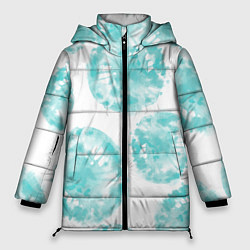 Куртка зимняя женская Акварельные голубые био формы, цвет: 3D-светло-серый