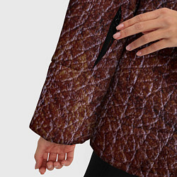 Куртка зимняя женская Текстура коричневой кожи, цвет: 3D-красный — фото 2