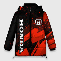 Куртка зимняя женская Honda - красная абстракция, цвет: 3D-светло-серый