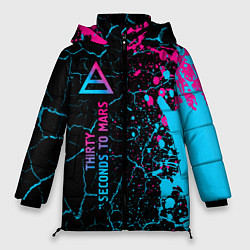 Куртка зимняя женская Thirty Seconds to Mars - neon gradient: по-вертика, цвет: 3D-черный