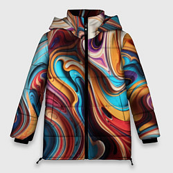Куртка зимняя женская Поток красок, цвет: 3D-красный
