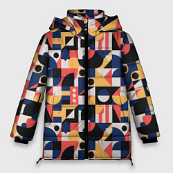 Куртка зимняя женская Геометрическая абстракция баухаус, цвет: 3D-черный