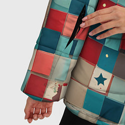 Куртка зимняя женская Ретро квадраты ванильные, цвет: 3D-светло-серый — фото 2