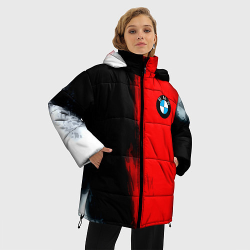 Женская зимняя куртка Bmw sport colors / 3D-Черный – фото 3