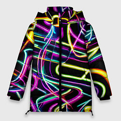 Куртка зимняя женская Неоновая абстракция - нейросеть, цвет: 3D-светло-серый