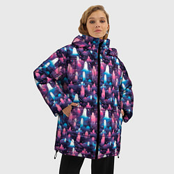 Куртка зимняя женская Привидения в облачном городе, цвет: 3D-красный — фото 2