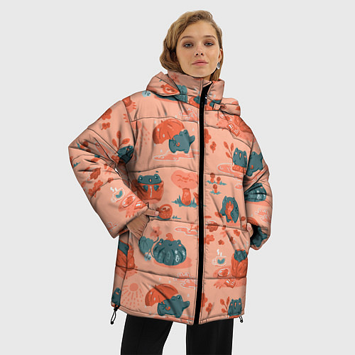 Женская зимняя куртка Осенние лягушки / 3D-Черный – фото 3