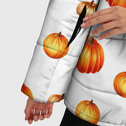 Куртка зимняя женская Оранжевые тыквы - паттерн, цвет: 3D-светло-серый — фото 2