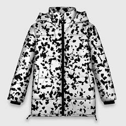 Куртка зимняя женская Пятнистый чёрно-белый паттерн, цвет: 3D-светло-серый